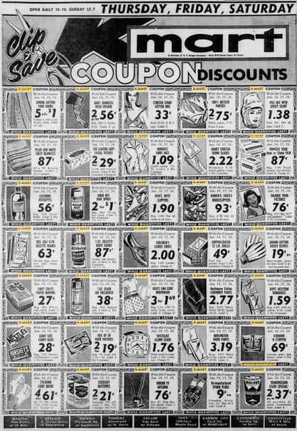 K-Mart - Typical Ad With Coupons 1965 (newer photo)